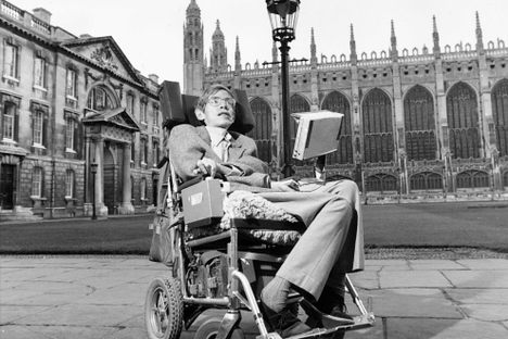 Stephen Hawking at Cambridge University, 1988.