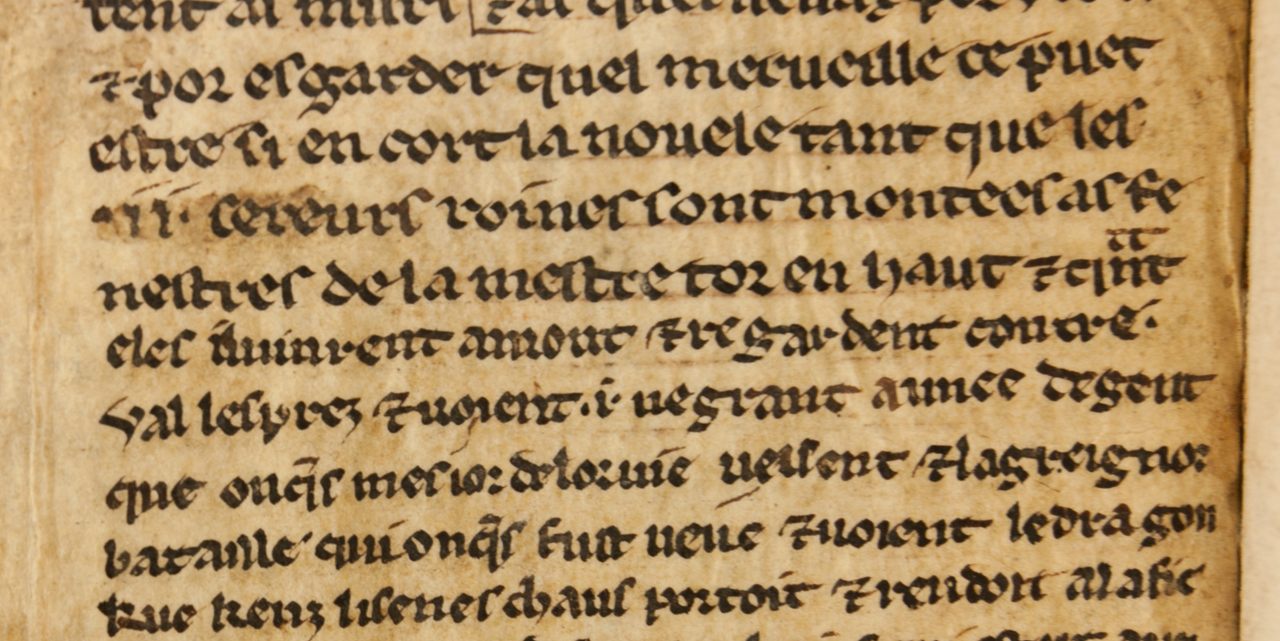 A close-up of the newly discovered folio fragments reveals the handwriting of two different scribes.