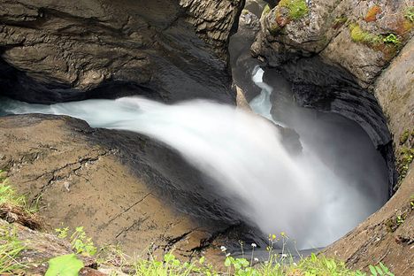 Looking down at the water-carved tunnels