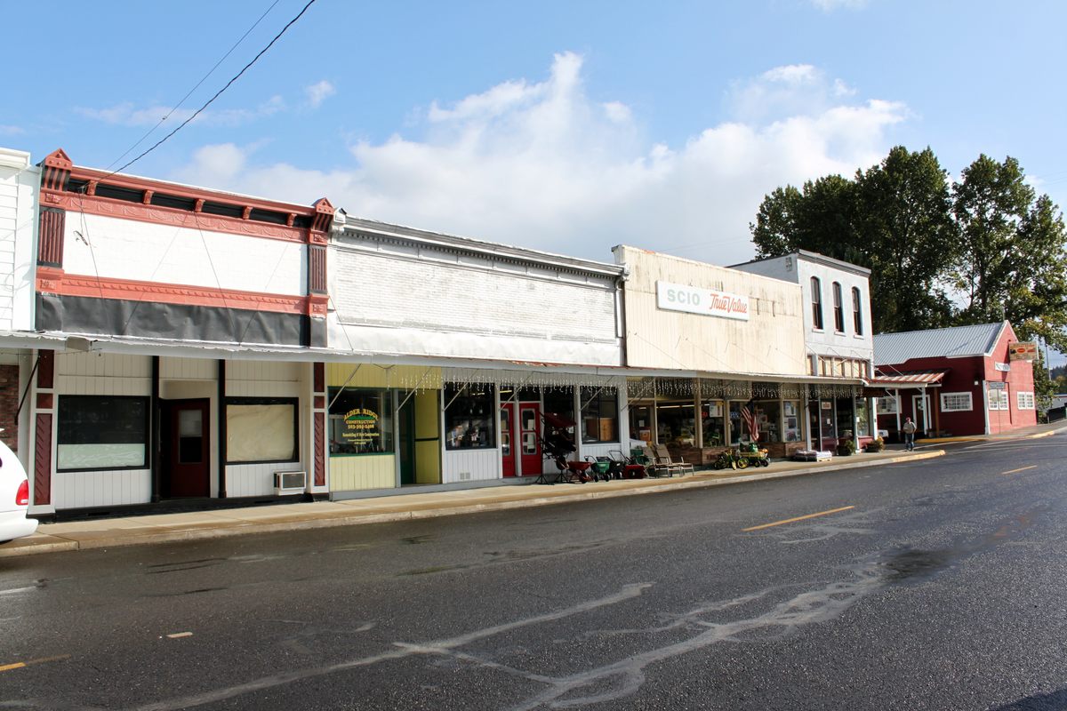 With many storefronts boarded up and vacant, Scio's main street is a relic from another era.