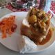 A quarter mutton bunny chow, complete with sides, in Durban, South Africa. 