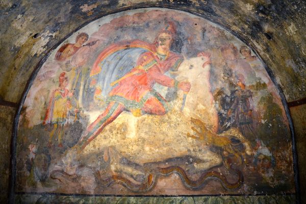 The fresco in the mithraeum at Santa Maria Capua Vetere.