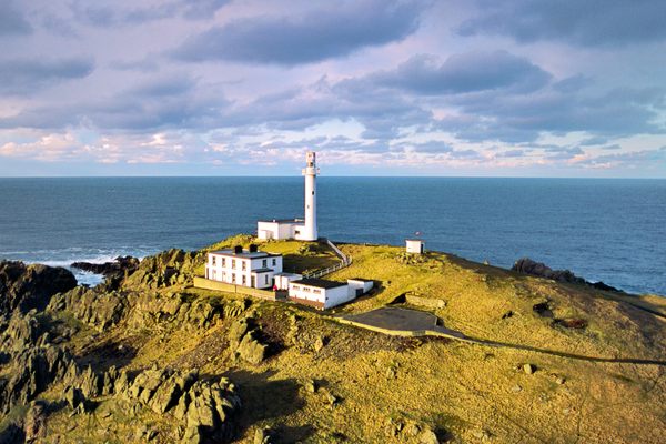 An aerial view of Inishtrahull lighthouse on Inishtrahull Island.