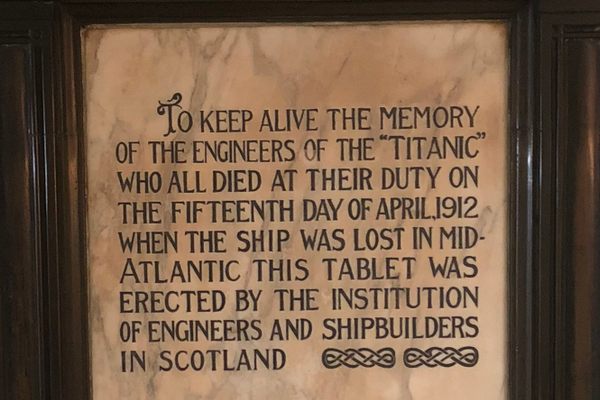 Memorial tablet in lobby