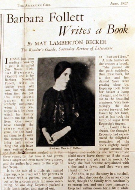 Press coverage from June 1927 of Follett's book. 