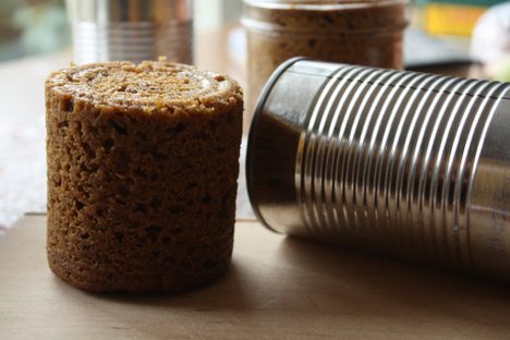 A homemade version made in a can and steamed in a crock pot.
