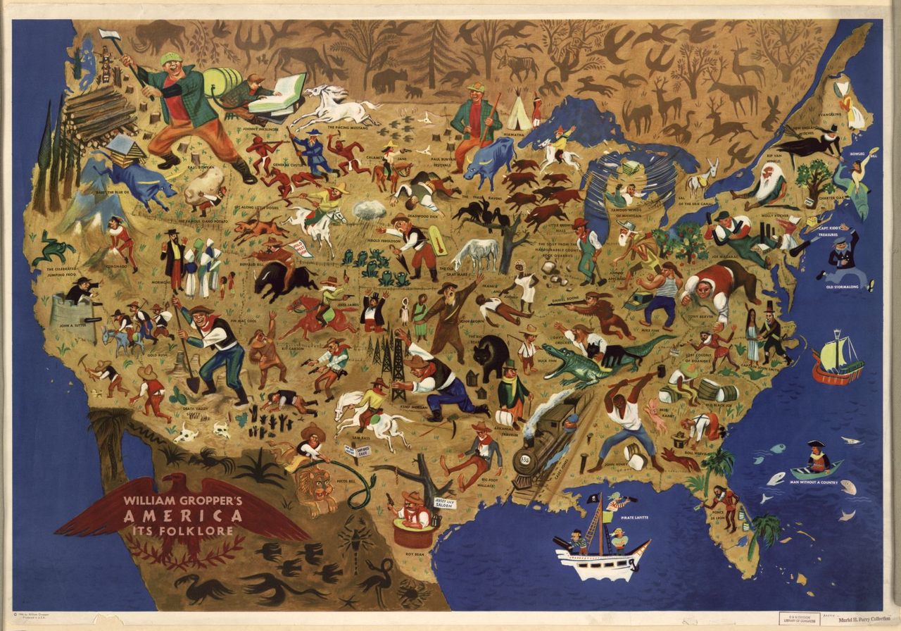 William Gropper's map of American folklore.