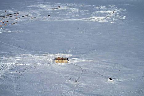 Aerial recording of Summit Camp, Greenland.