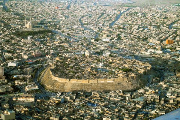 Aerial view of the Erbil citadel (also known as Hawler Castle)