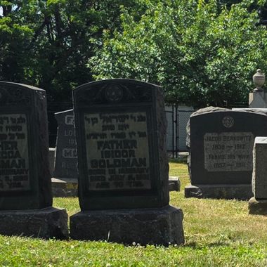 Where the east-west orientation of the Hungarian Cemetery (left) meets the Anshe Emeth Cemetery.