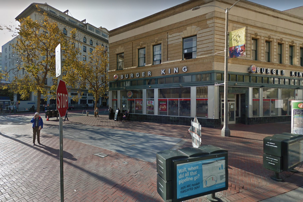 A view of the plaza in front of the Burger King.