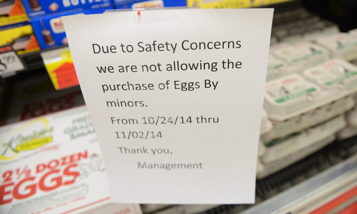 Eggs are a common implement of Mischief Night, so much so that retailers, such as Pennsylvania-based Redner's, have felt the need to step in.