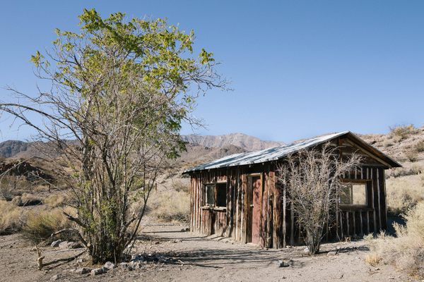 A crumbling building at Barker Ranch