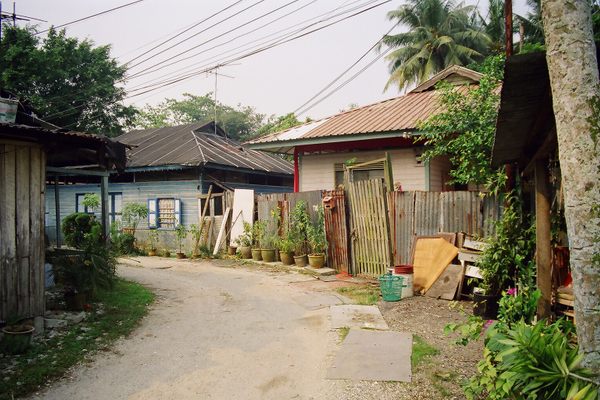 Winding street in Kampong Lorong Buangkok.