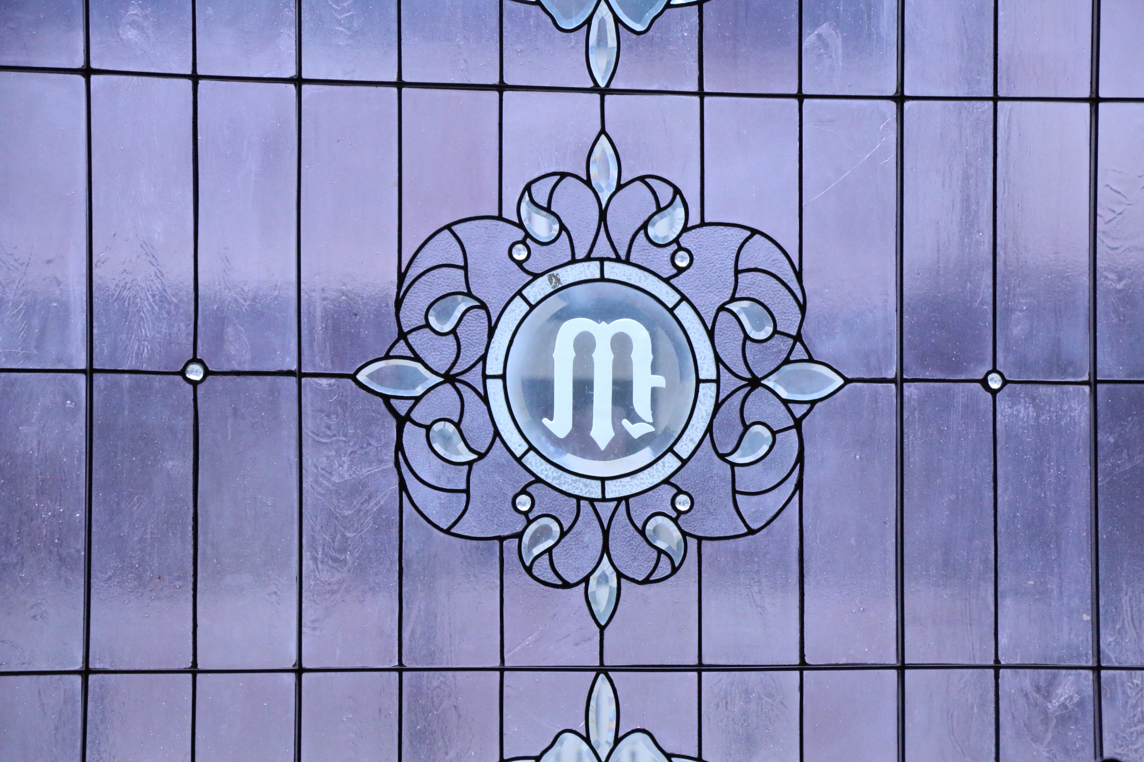 Stained glass detail in the Mizpah Hotel 