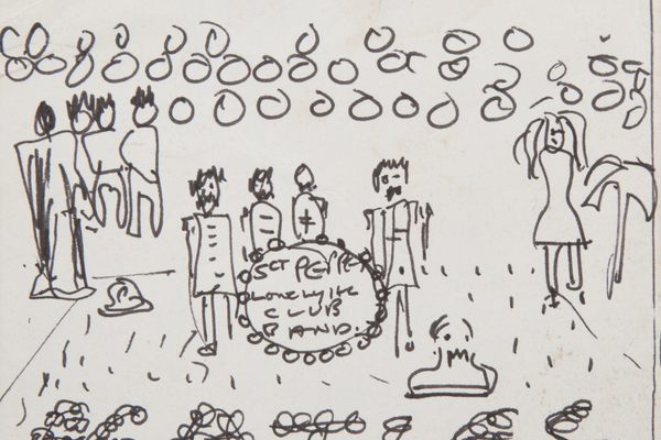 Lennon's sketch of the album cover.