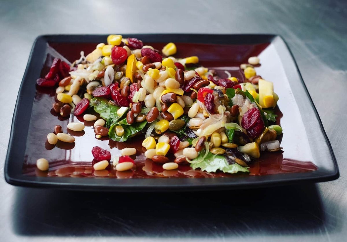 A smoked Red Lake Nation walleye and Three Sisters salad with a sweetgrass vinaigrette.