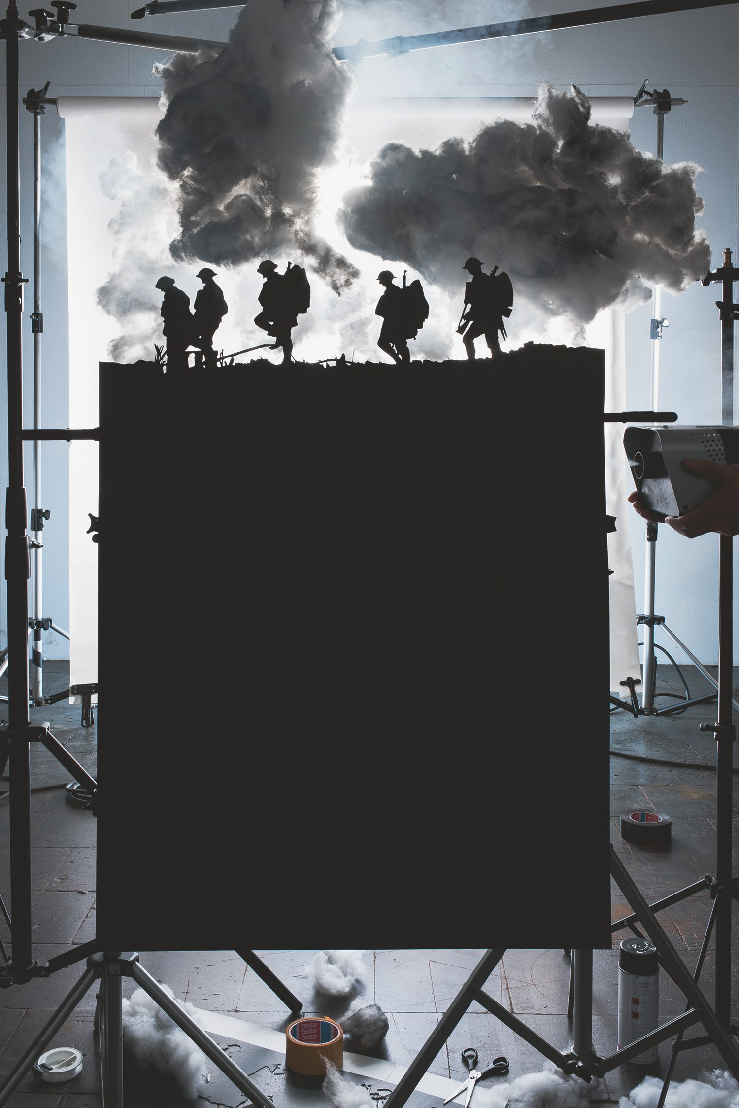 Making of <em>Five Soldiers Silhouetted at the Battle of Broodseinde</em> (by Ernest Brooks, 1917), 2013.