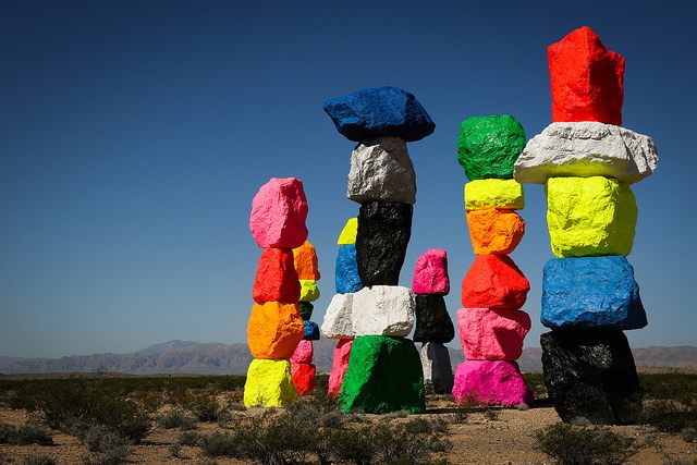 Uno Rondinone's desert art installation, Seven Magic Mountains.