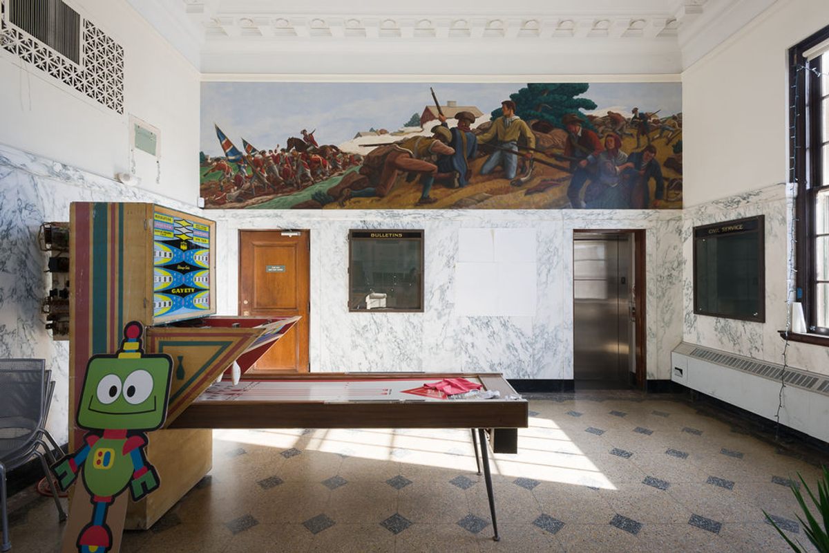 <em>A Skirmish Between British and Colonists</em>, by Ross E. Moffett, RightHand Robotics, Somerville, Massachusetts.