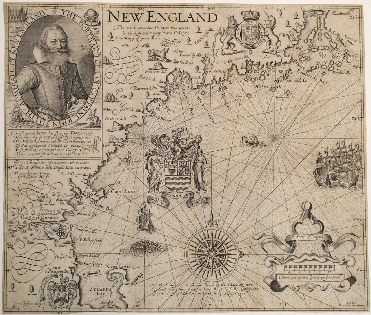 "New England, The most remarqueable parts thus named by the high and might Prince Charles, Prince of Great Britaine."