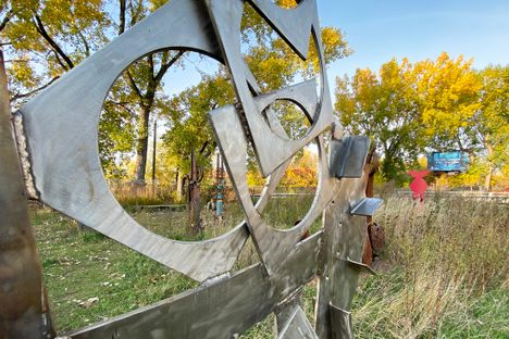 Glen LeMesurier's sculptures in the Twilight Sculpture Garden.