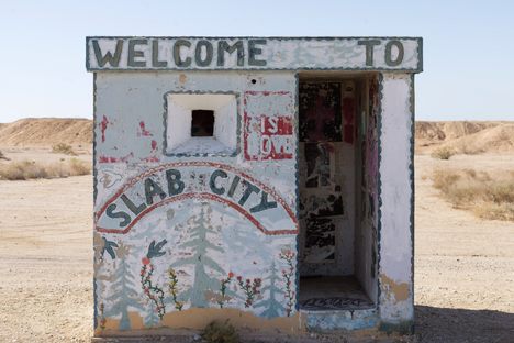 On the perimeter of Slab City. 