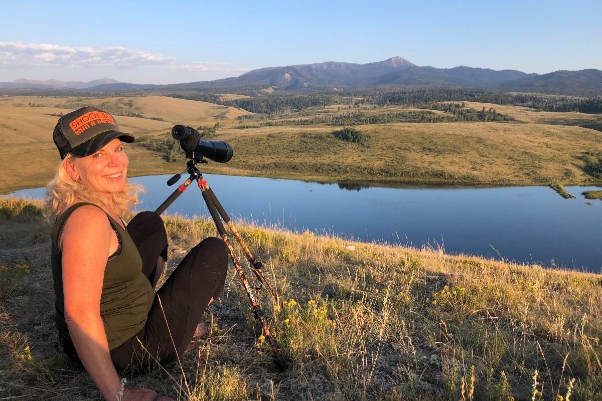 Kelly Mayor looks out over Wyoming grizzly territory, where she may soon spend ten days.