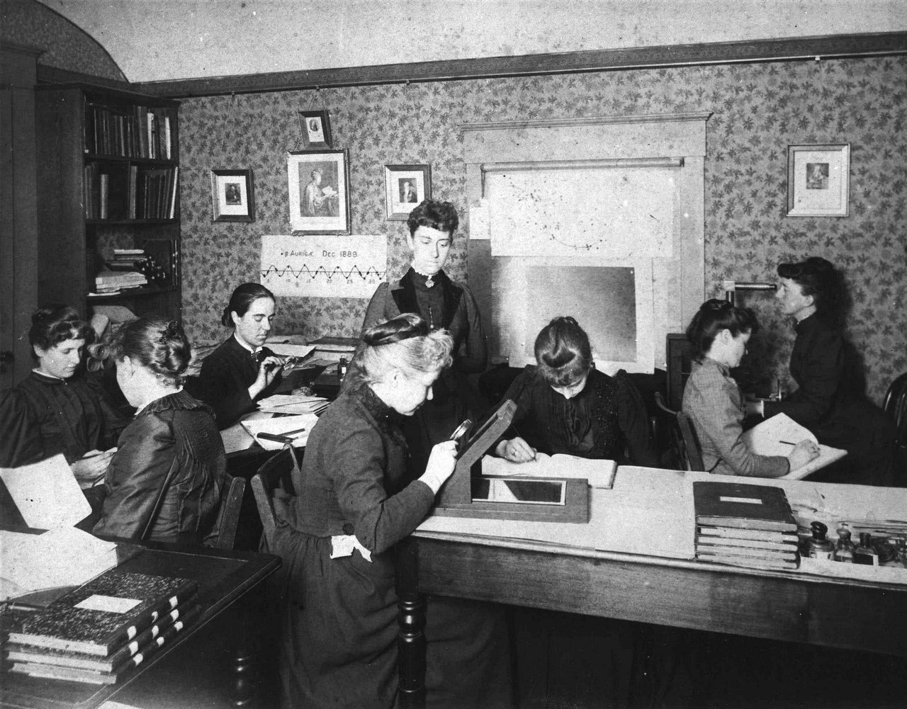 At Harvard, Henrietta Swan Leavitt, Annie Jump Cannon, Williamina Fleming, and Antonia Maury.