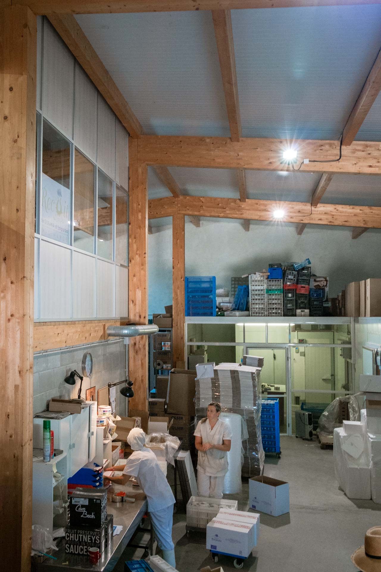 Inside the warehouse at Mas Marcè in Siurana d'Emporda, Spain.