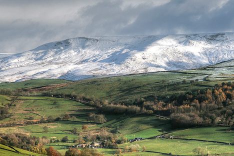 A view of Kinder Scout, the highest hill in England's Peak District.