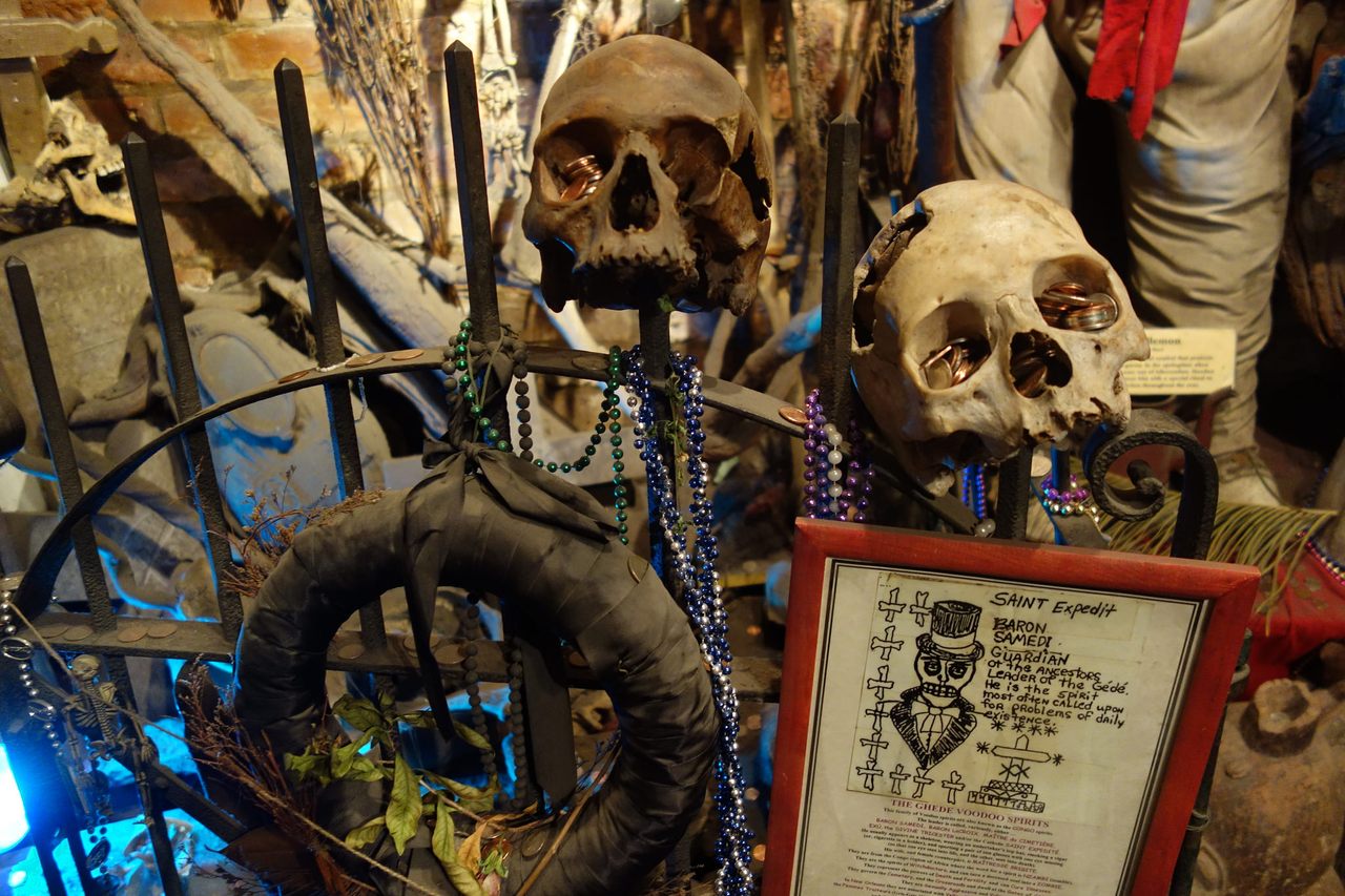 Voodoo artifacts at New Orleans' Historic Voodoo Museum.