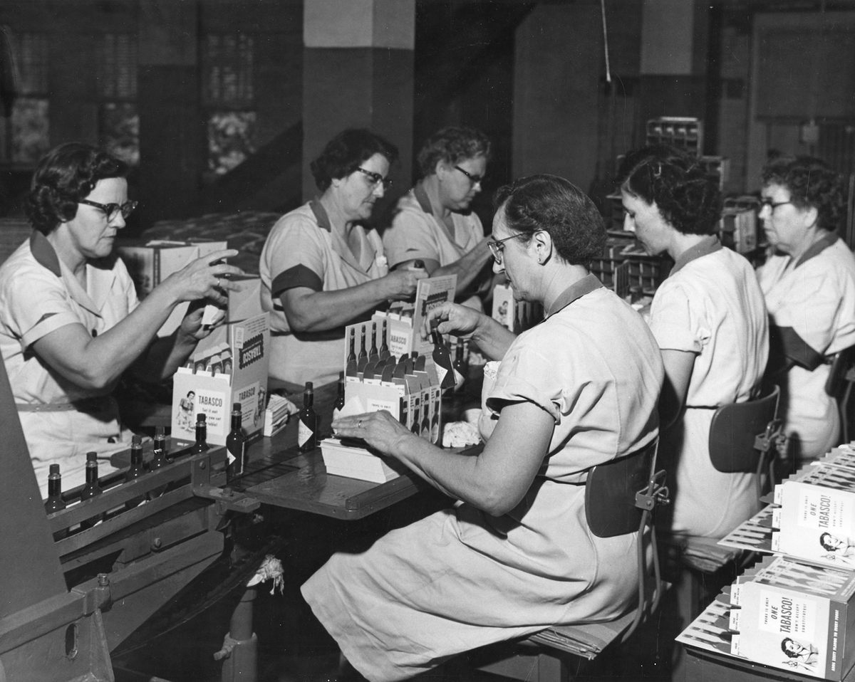 Women working on the Tabasco production line, Avery Island, 1961.