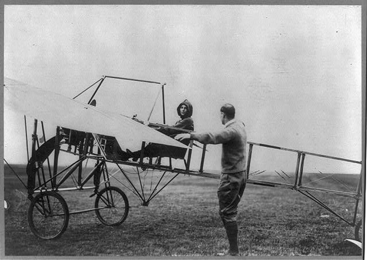 Harriet Quimby, 1911, in her Bleriot monoplane.