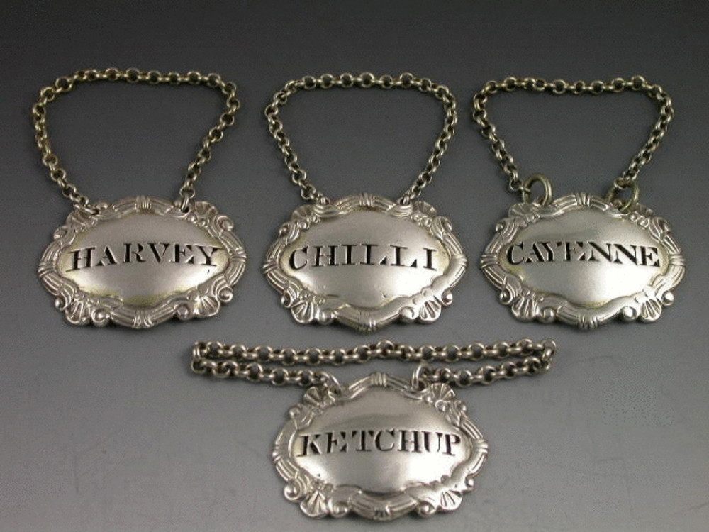A collection of sauce labels.