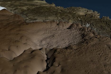 A map of the topography, showing the crater.