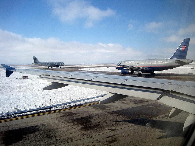 On the runway at Denver. 