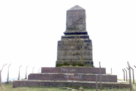 The monument following storm damage in 1976.