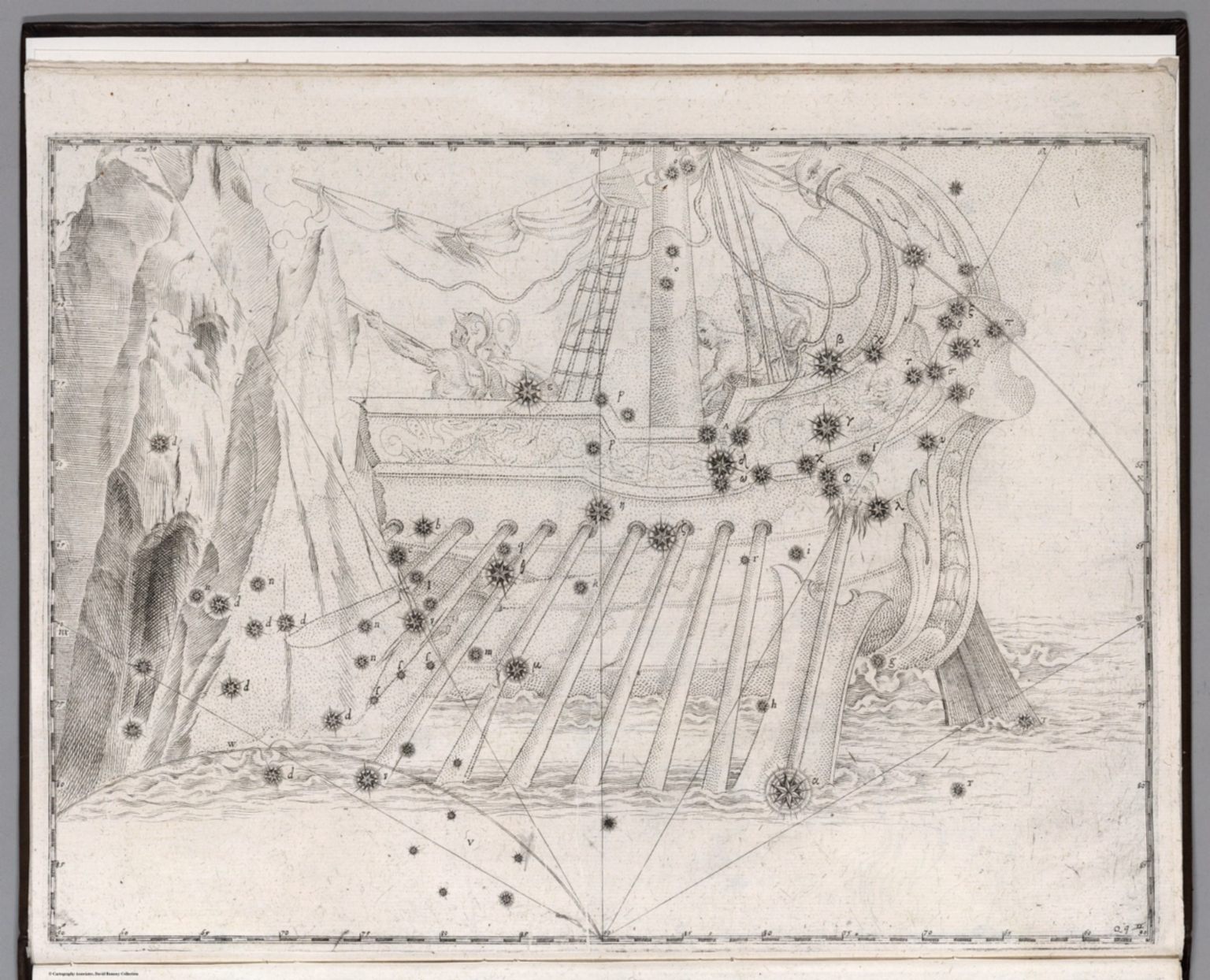 The detailed constellation of Argo Navis, the ship used by Jason and the Argonauts in the Greek myth.