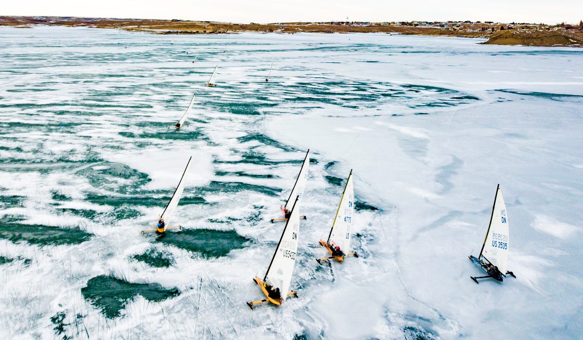 Iceboats can whiz around as fast as cars on highways.