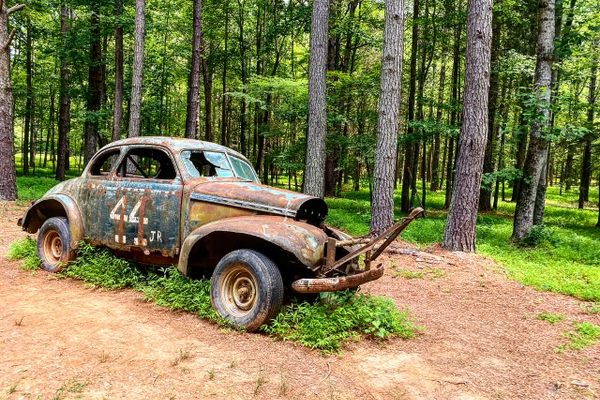 Rusty old race cars are still at the old Occoneechee Speedway, which is the last remaining dirt track from NASCAR's inaugural 1949 season.