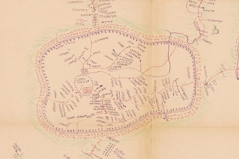The walled city of Foumban, founded in 1394, as depicted on the map. 