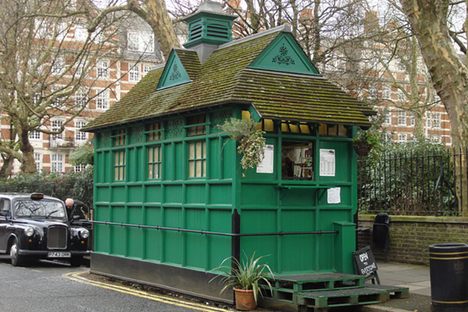 One of the 13 remaining cabmen's shelters, on Wellington Place, north London. 