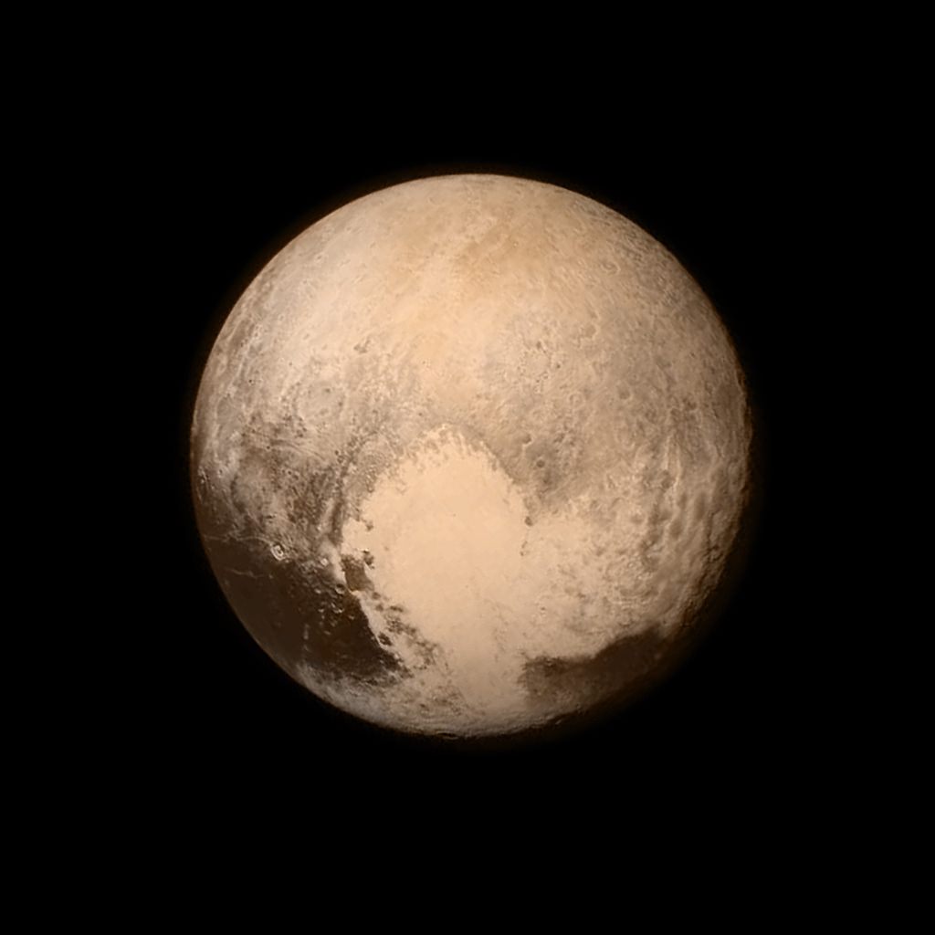 New Horizon's glamor shot of Pluto, with its heart on full display.