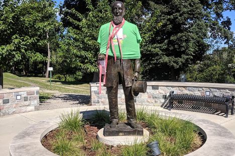Wider shot of him dressed for 2019 Traverse City Film Festival.