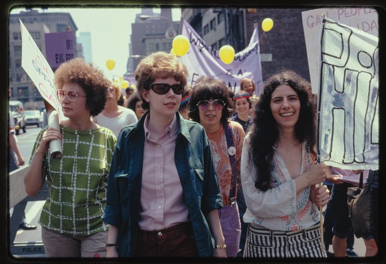 Women marching at Christopher Street Liberation Day, an early gay protest in New York City. June 20, 1971.