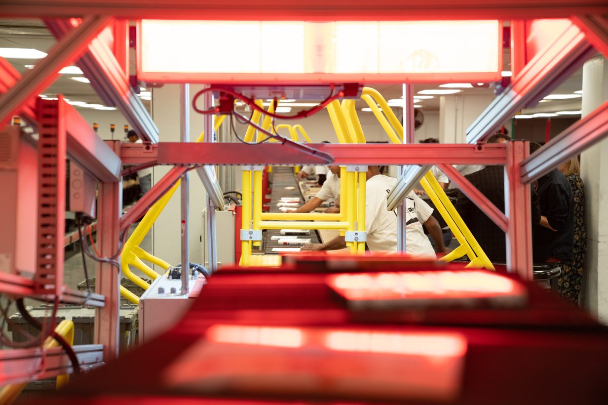 Every day, 40,000 books pass under this barcode scanner on their way to New York readers.