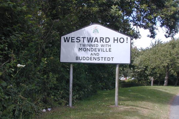 The sign of the village of Westward Ho!, 2007.