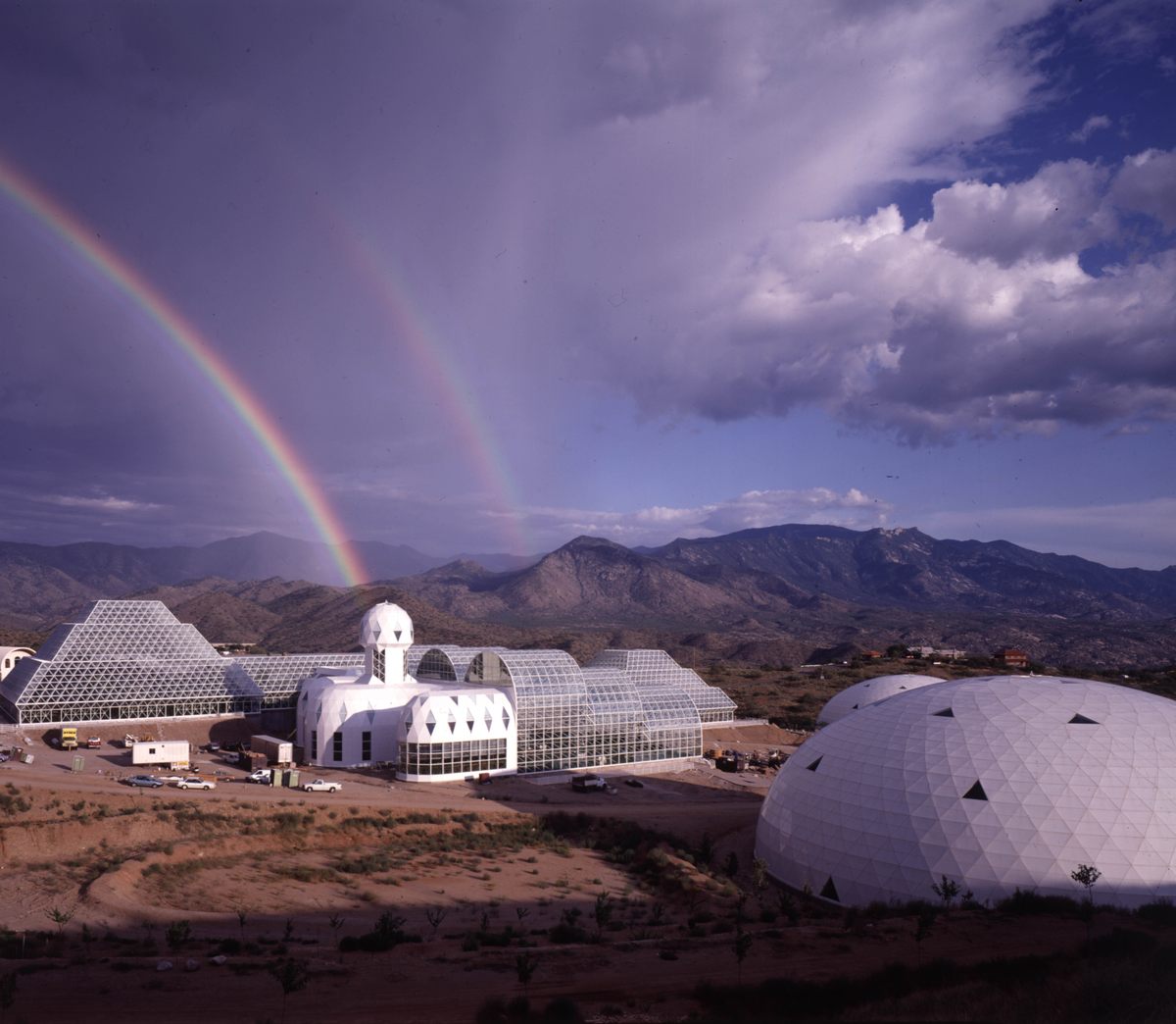 The exterior of Biosphere 2.