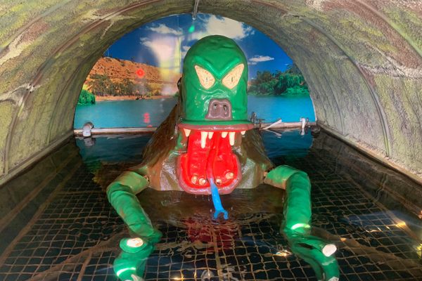 Bunyip emerging from the depths.